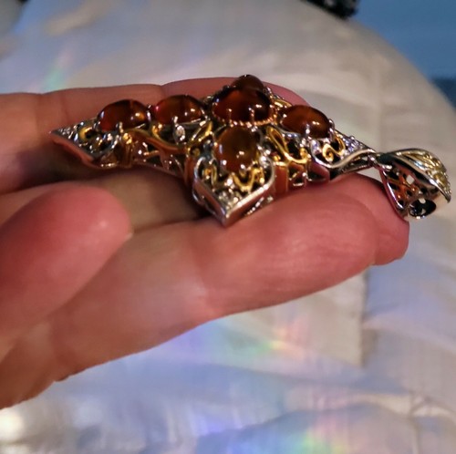 Heng Ngai sterling, Amber, white topaz Cross - Picture 4 of 7