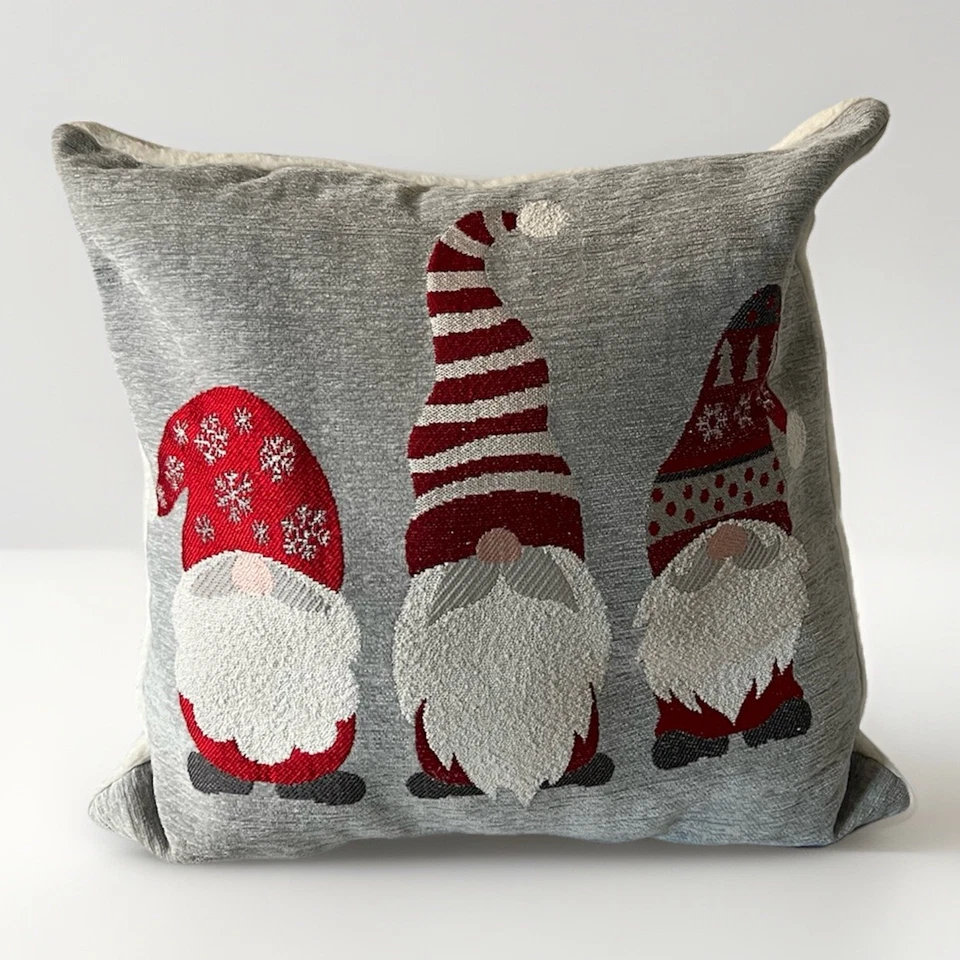CHRIRSTMAS GNOMES OEKO -TEX DECORATIVE PILLOW 18" x 18" SOFT FAUX FUR ON BACK - Image 2 of 4