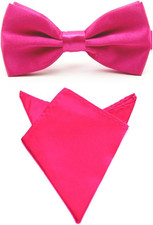 Men Satin Solid Color Pre-tied Tuxedo Bowtie Bow Tie Handkerchief Pocket Square