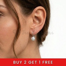 18ct Gold Pearl Drop Earrings Classic Hook Dangle Elegant Design