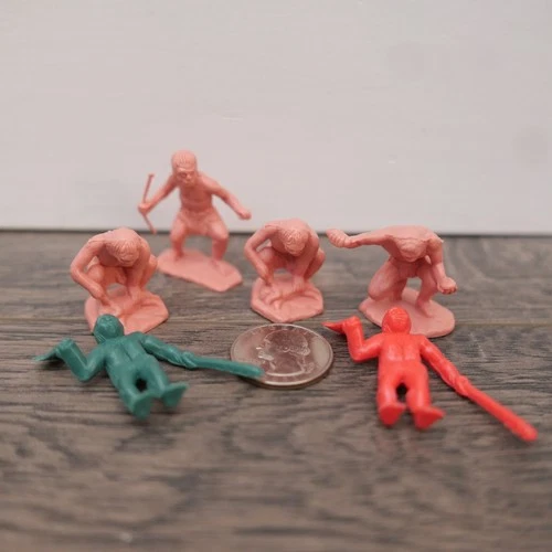 Vintage Prehistoric Times Playset 6 Caveman Plastic Figures Lot MARX? MPC?