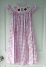 NWT Pleats Stitches ABC Apples Smocked Bishop Dress Girl's Size 6