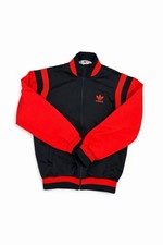 Vintage Adidas Trefoil Track Jacket Black Red Retro 80s 90s Streetwear medium