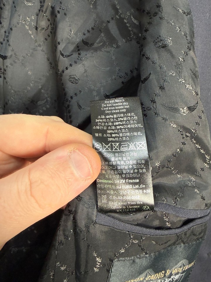 Zadig & Voltaire Blazer Womens Size 36 Navy Deluxe Jacket Love Lined ...