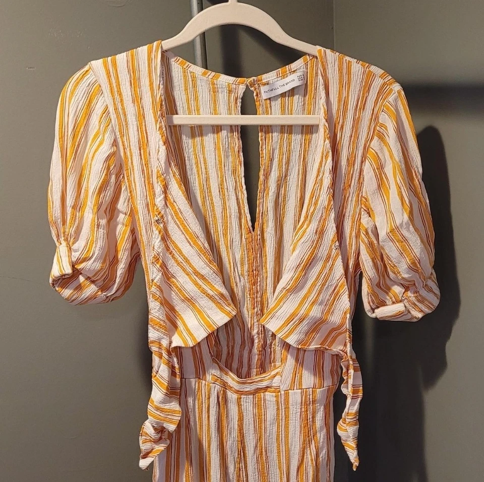 Mono Faithfull The Brand Matese Pierna Ancha Recortado, Talla S, Amarillo Blanco Foto 2 de 4