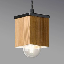 Wooden Pendant Ceiling Light | Reclaimed Wood Oak | 8x8x10cm | Brand New & Boxed