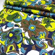 Groovy Flowers Large Print Floral Fabric Vintage Mid-Century Modern 100% Cotton