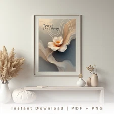 Minimalist Wall Art Printable | Trust the Timing Quote Poster | Instant Download