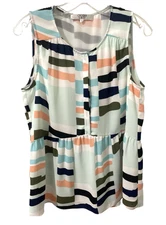 Crosby by Mille Burch Art Print Womens Small S Multicolored Sleeveless Peplum