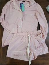 NWT Cosabella SM Pink Bella Short Sleeve Top  Boxer Shorts Pajama Set 115062