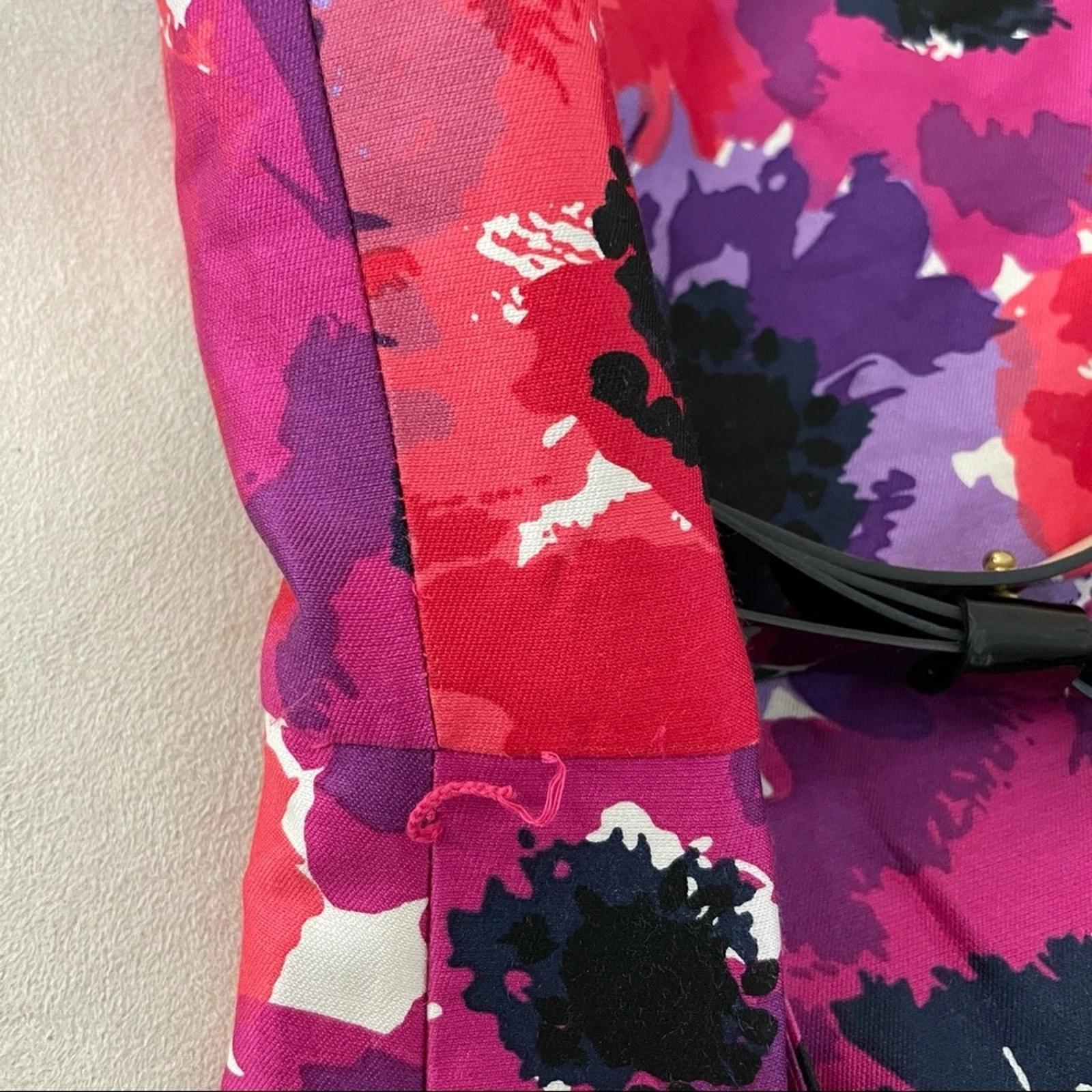 Abito Kate Spade Josie seta tubino floreale nero cintura fiocco taglia 2 tasca senza maniche