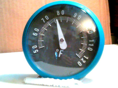 Mainstays Large Print Dial Pool Thermometer Easy Read Top View with tether