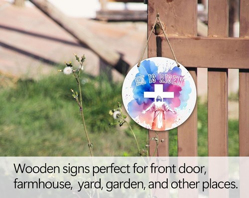 He Is Risen Wooden Sign For Front Door, Welcome Decor Sign, Rustic rustic - Picture 5 of 5