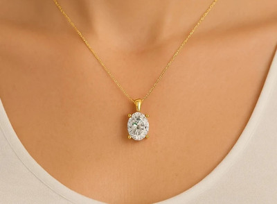 Easter Gift 1.50CT Oval Cut Natural Diamond 18K Yellow Gold Solitaire Pendant