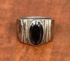 Vintage 925 Sterling Silver Onyx Ring Mexico TM-283 Mens Womens Size ~10