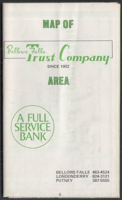 Bellows Falls Trust Company Area Londonderry Putney VT Map c 1970s