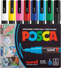 Uni PC 3M Water-Based Paint Markers, Reversible Fine Tip 0.9 1.3Mm Assorted