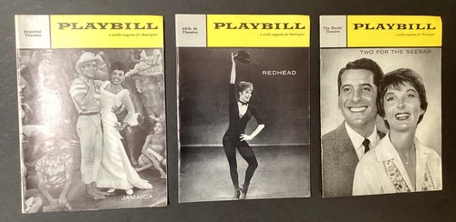 Lot of (3) 1950s Broadway PLAYBILLS "Jamaica" "Redhead" "Two For The Seesaw"