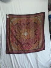 Vintage Made In Italy Scarf Brown Gold Woven Square Casual Office