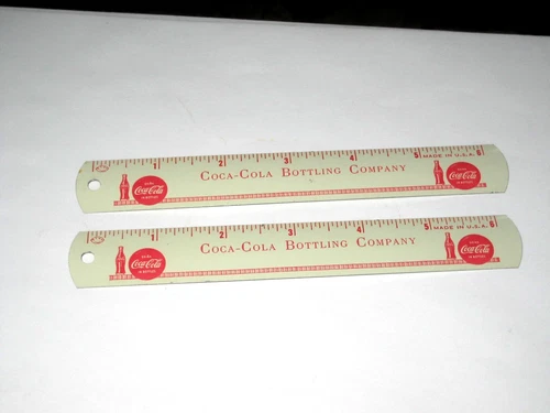 2 Vintage Original Coca-Cola Bottling Company Metal 6" Rule NOS Made in U.S.A.