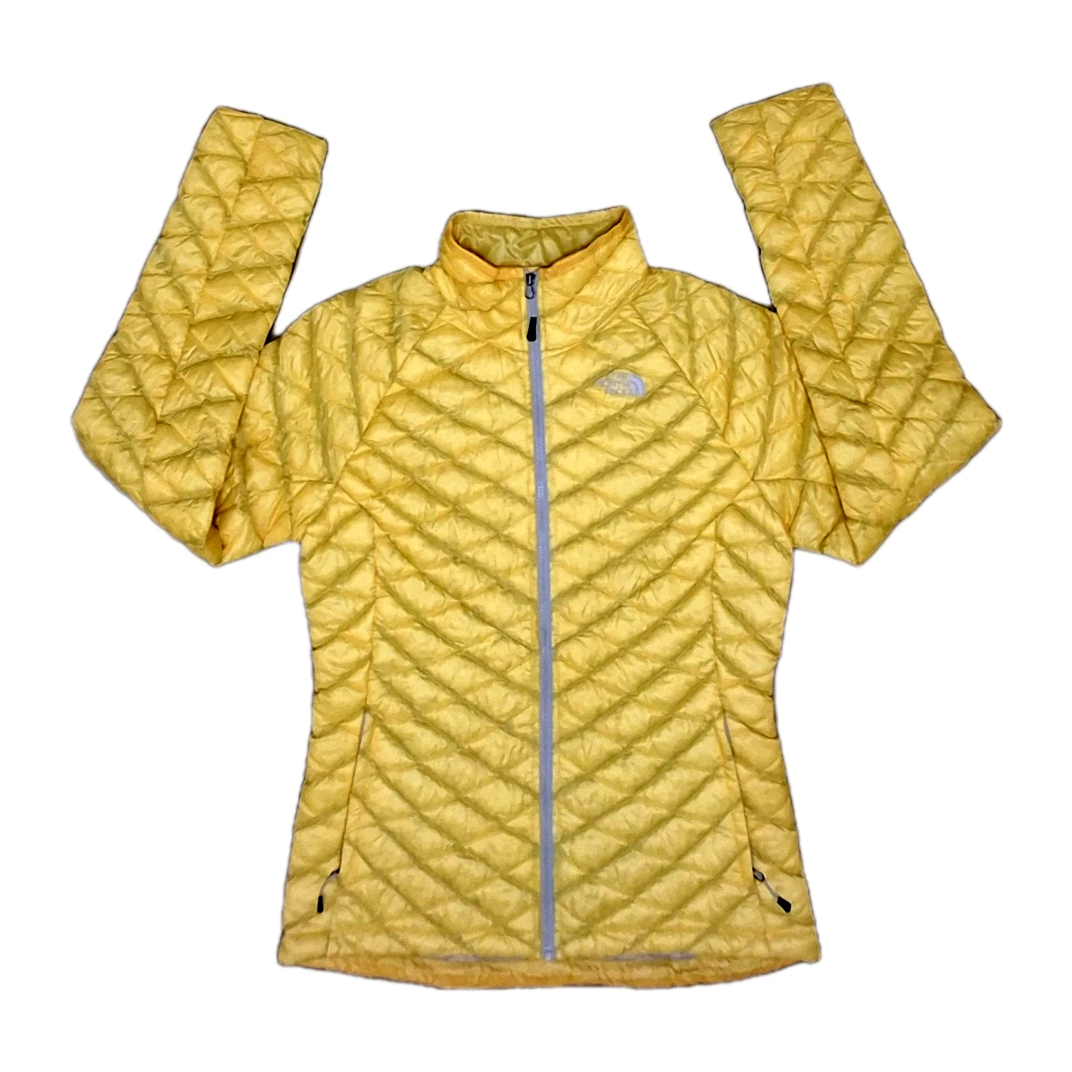 Size SMALL - THE NORTH FACE Thermoball Jacket Womens Yellow Puffer Quilted C775