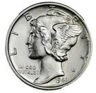 1941 S Mercury Dime BU Brilliant Uncirculated 90% Silver 10c Full Bands Coin