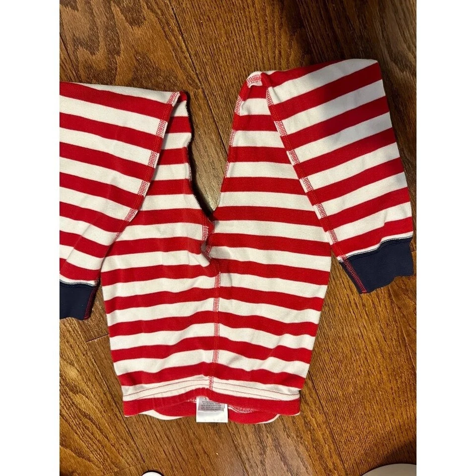Hanna Andersson Kids Striped Organic Cotton Pajama Pants US 6-7 Red & White - Image 2 of 3