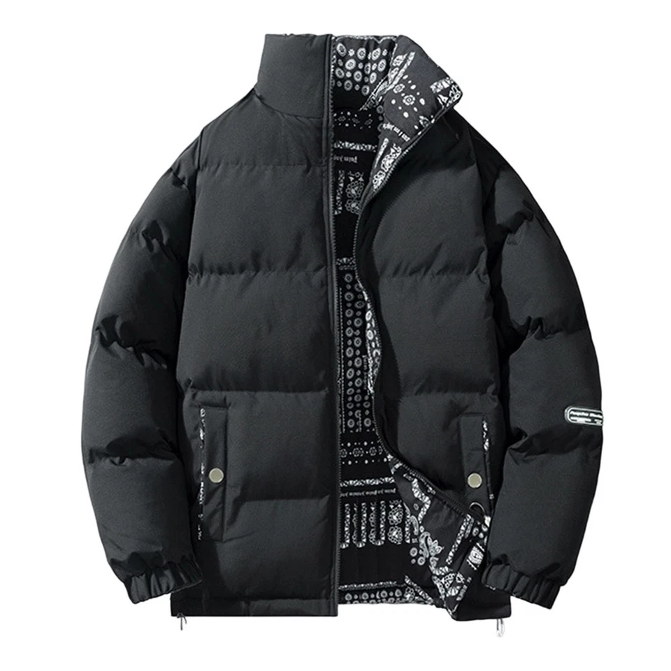 Men's Thickened Loose Double Sided Wearing Casual Parkas Jacket Coat Plus Size - Image 4 of 4