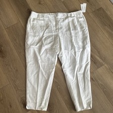 Calvin Klein Womens White Linen Blend Straight Leg Pants 24W X43PA720