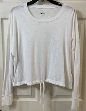 NWOT Madewell MWL Drawstring Waist Tee Slub White Knit Top T-shirt Wmns Size LG