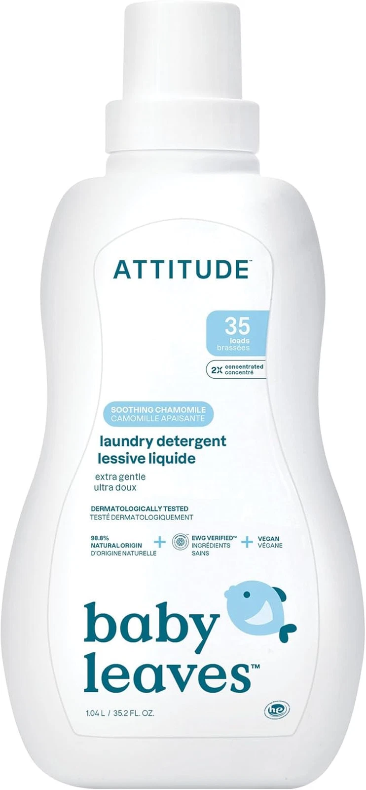 ATTITUDE Baby Laundry Detergent, EWG Verified, Plant and Mineral-Based Formula,