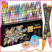 Acrylstifte Wasserfest 136 Farben Multimarker FüR Stein Holz Glas Keramik 0,7 Mm