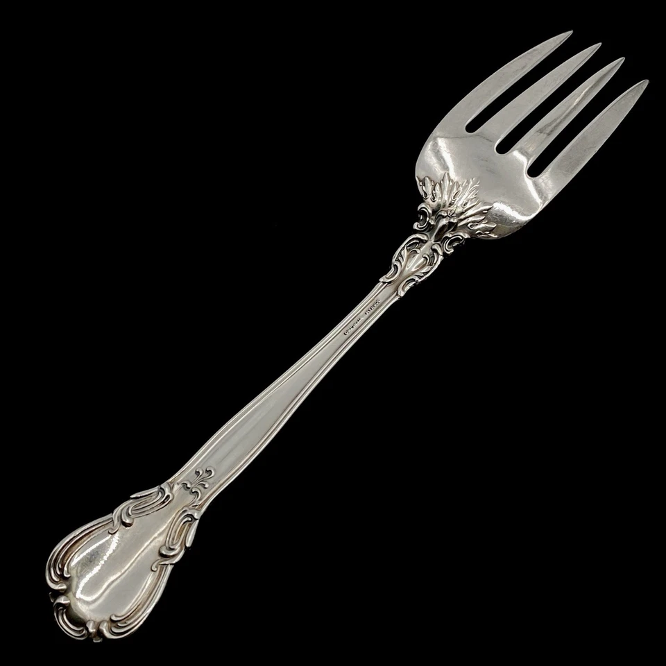 Tenedor sólido para servir Gorham Chantilly de plata de ley 925 de 8-1/2" - mono F Foto 4 de 4