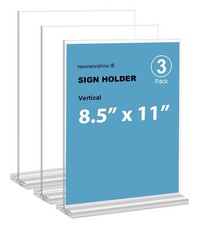 3 Pack Acrylic Sign Holder 8.5 X 11 Inches, Clear Menu Stand, Vertical Flyer Dis