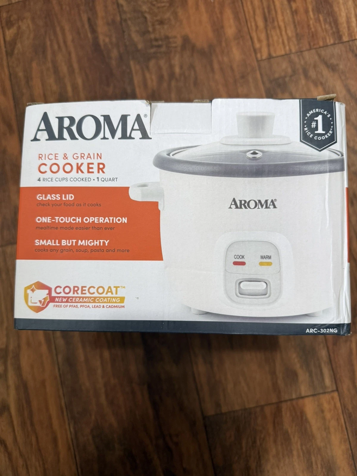 Aroma 4 Cup Pot Style Rice Grain Cooker 1 Quart ARC-302NG, Open Box Item