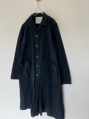ICHI Antiquites Cotton-Linen Pinstripe Long Coat