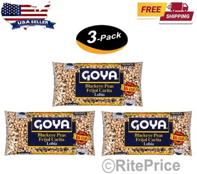 (3 Pack) Goya Food Black Eye Peas Frijol Carita Dry Lobia Great Value  16Oz.-New