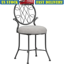 Celtic Metal Vanity Stool Cushioned Seat Traditional Style W/ Sturdy Frame New