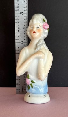 Lovely 3  16931 Germany Pin Cushion Half Doll With Flowers Fine Details VGC