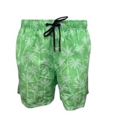 FRANKS XL palm tree Sage green white print swim shorts trunks mesh support New