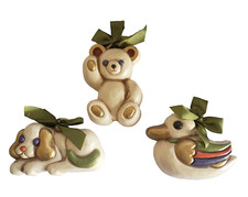 Vintage THUN Wall Hanging Nursery Decor Ceramic Puppy Bear  Duck Italy Lot of 3