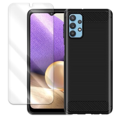 HD Screen Protector Carbon Fiber Crystal Case for Samsung Galaxy A32 5G SM-A326U