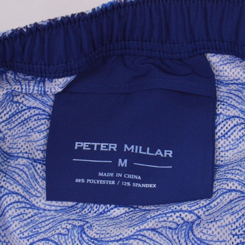 NEW Peter Millar Crown Swim Trunks M Blue Stormy Pour Drinks Mesh Liner $100 - Picture 8 of 9