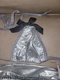 NWT Dreamgirl Sexy Lame Bikini Tri-Top, Thong, & Skirt Lingerie Stripper Set