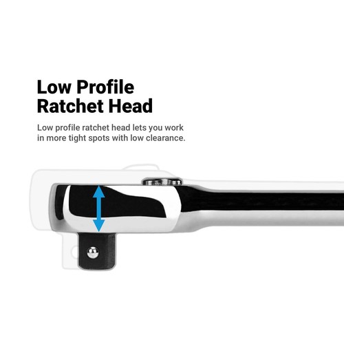 Capri Tools Fine 90-Tooth Ratchet, Extra Long Handle, 1/4, 3/8, 1/2-in Drive - Picture 6 of 15