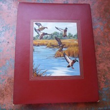 Vintage Scrapbook Photograph Album Brown Used Blank Pages Mallards Journal Art