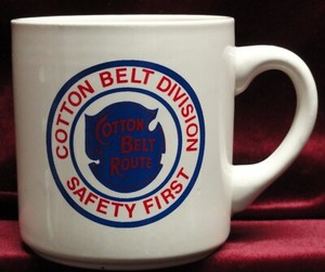 Scarce COTTON BELT DIVISION SAFETY FIRST Route Coffee Mug Cup Railroad - LOOK