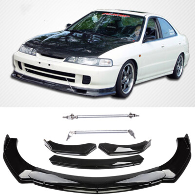 Gloss Black Front Bumper Lip Splitter Kits For 94-97 Acura Integra GS RS DC2 TR