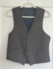 Men  s wool vest waistcoat, size small, brown-grey, pockets, button Front