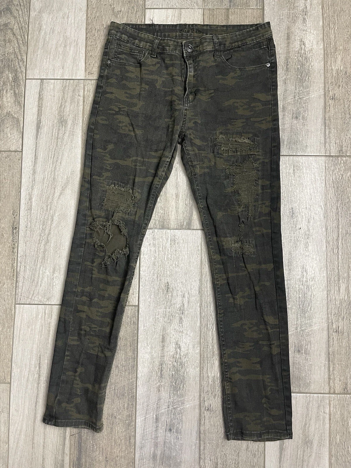 Jean homme Rue 21 skinny supreme flex taille 34X32 vert camouflage vieilli